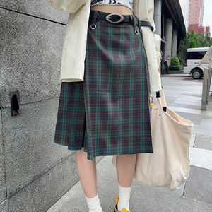 VILZSTUDIOS Fashionable plaid high-waist kilt skirt