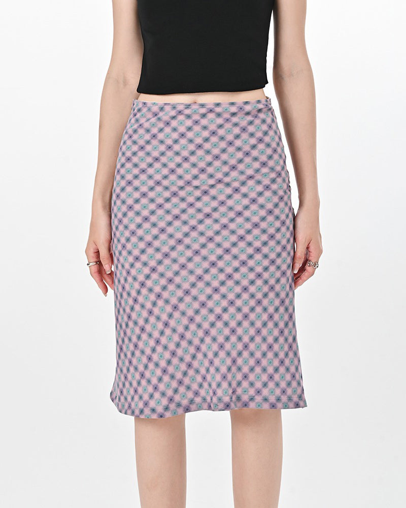 VILZSTUDIOS Fashionable midi skirt with plaid pattern