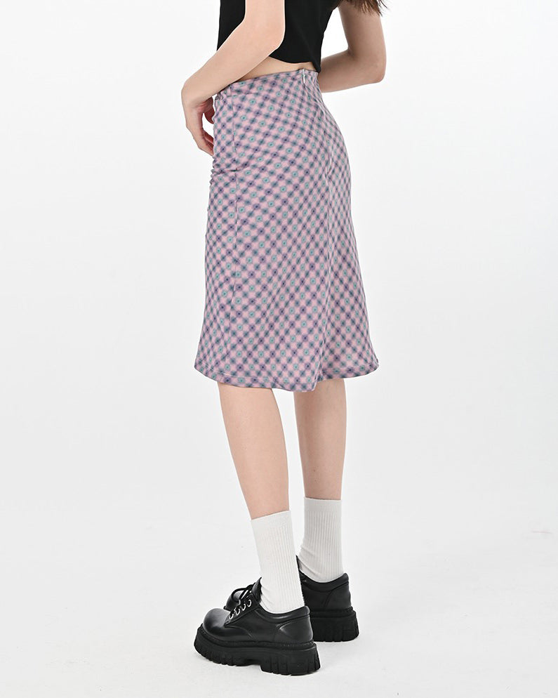 VILZSTUDIOS Fashionable midi skirt with plaid pattern