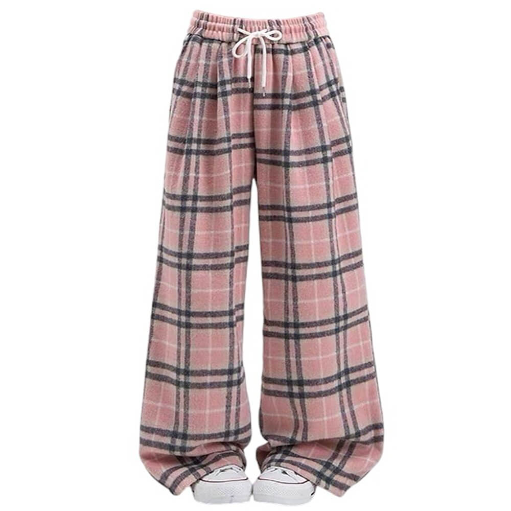 VILZSTUDIOS Stylish plaid wide leg pants for modern fashion