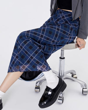 VILZSTUDIOS Plaid maxi skirt in blue