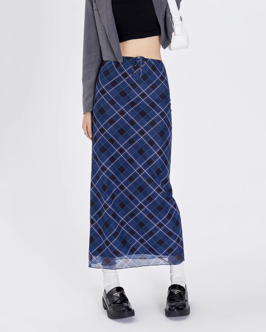 VILZSTUDIOS Plaid maxi skirt in blue