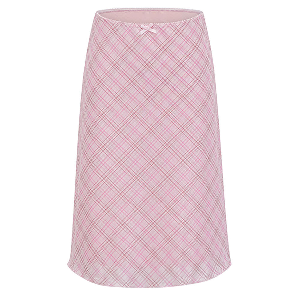 VILZSTUDIOS Stylish plaid mesh midi skirt