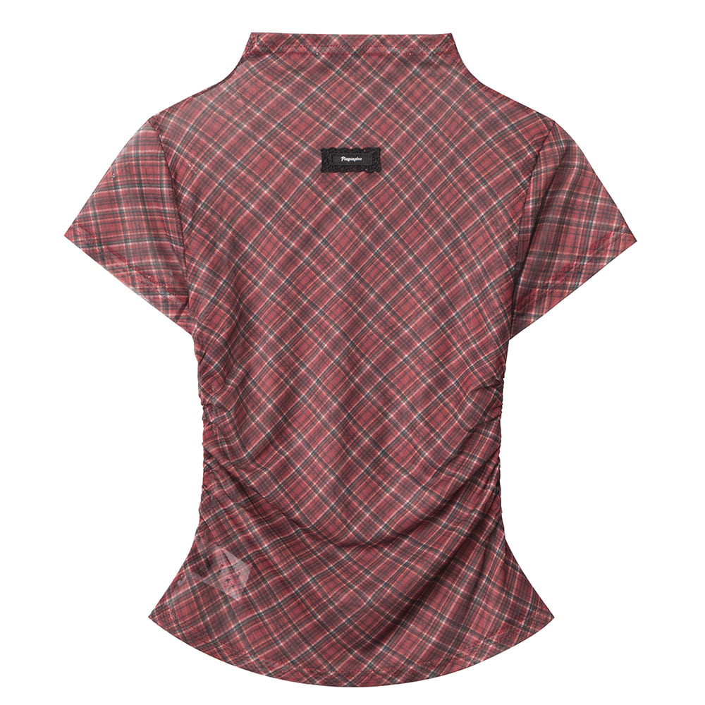 VILZSTUDIOS Chic plaid mesh top and mini skirt set