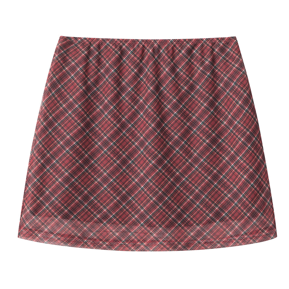 VILZSTUDIOS Chic plaid mesh top and mini skirt set