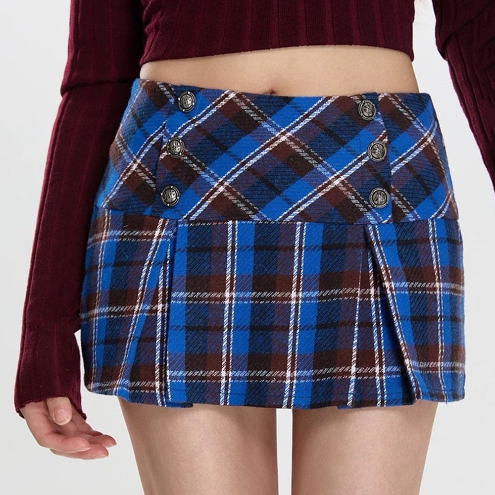 VILZSTUDIOS Chic plaid mini skirt in blue from VILZSTUDIOS
