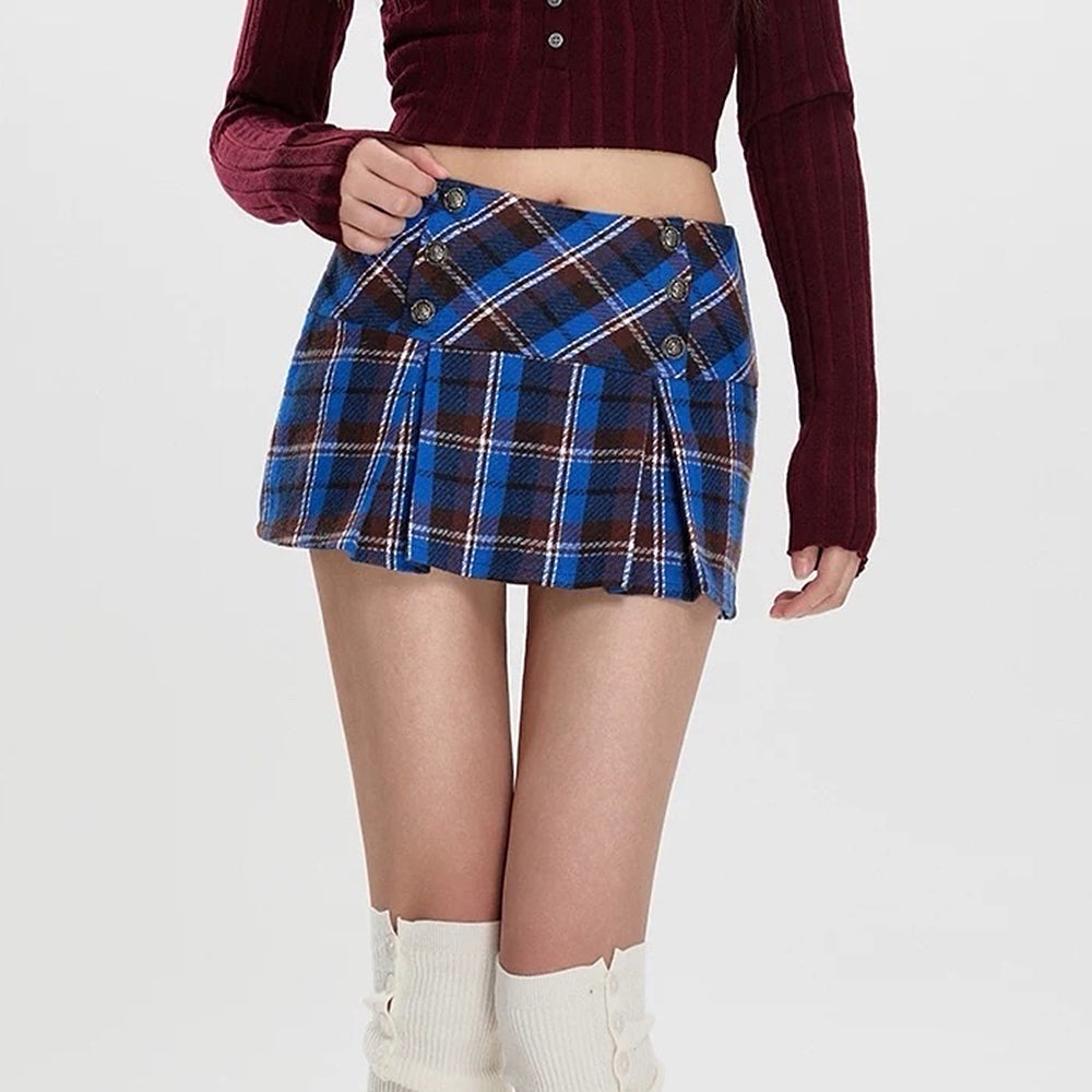 VILZSTUDIOS Chic plaid mini skirt in blue from VILZSTUDIOS