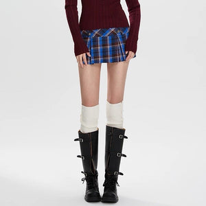 VILZSTUDIOS Chic plaid mini skirt in blue from VILZSTUDIOS