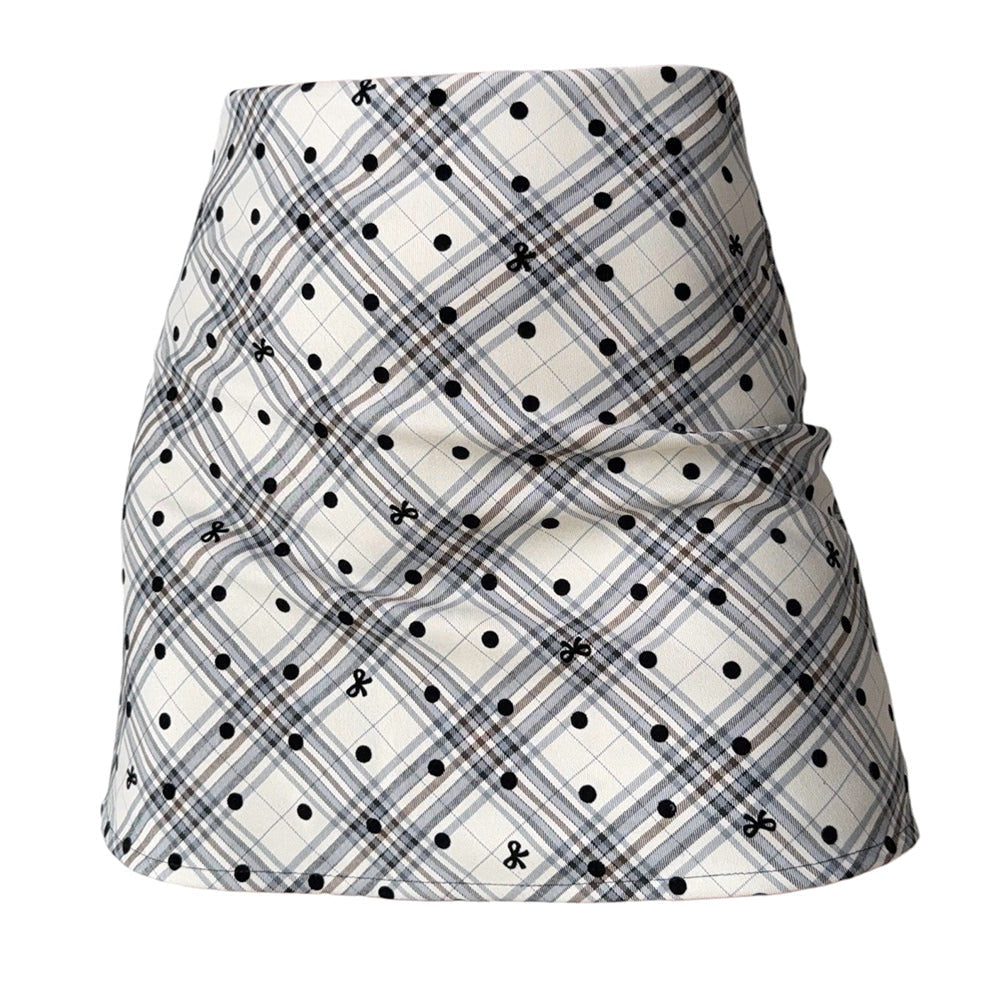 VILZSTUDIOS Chic plaid polka dot skirt