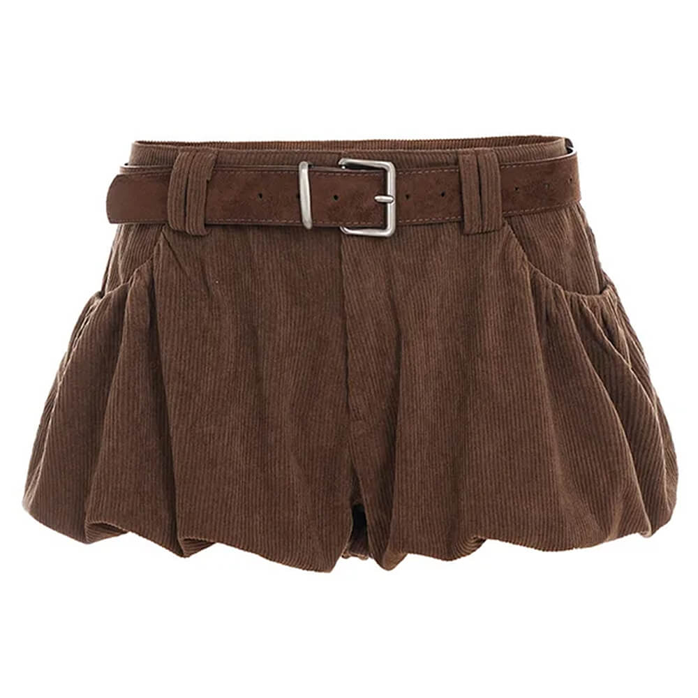 VILZSTUDIOS Chic pleated corduroy mini skirt for women