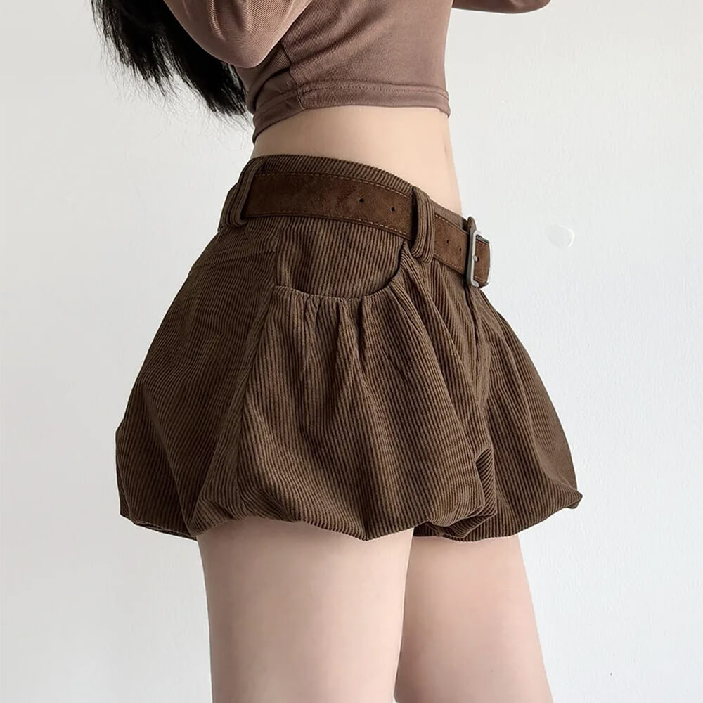 VILZSTUDIOS Chic pleated corduroy mini skirt for women