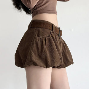 VILZSTUDIOS Chic pleated corduroy mini skirt for women