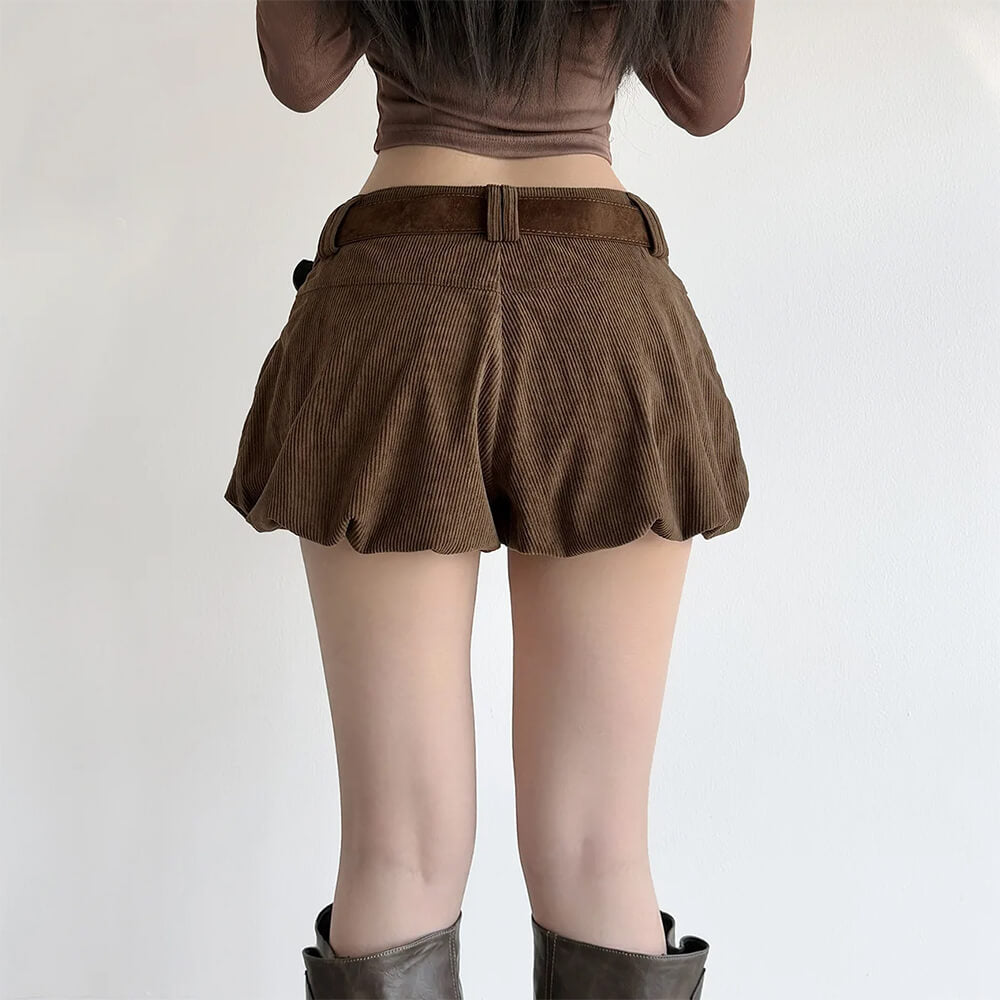 VILZSTUDIOS Chic pleated corduroy mini skirt for women