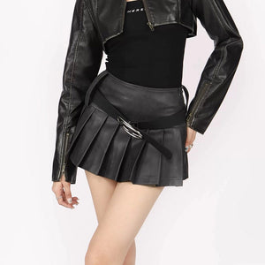 VILZSTUDIOS Chic pleated high-waist skirt in vegan leather