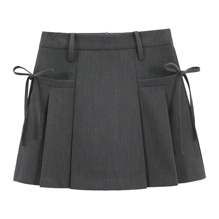 VILZSTUDIOS Chic pleated mini skirt with bows