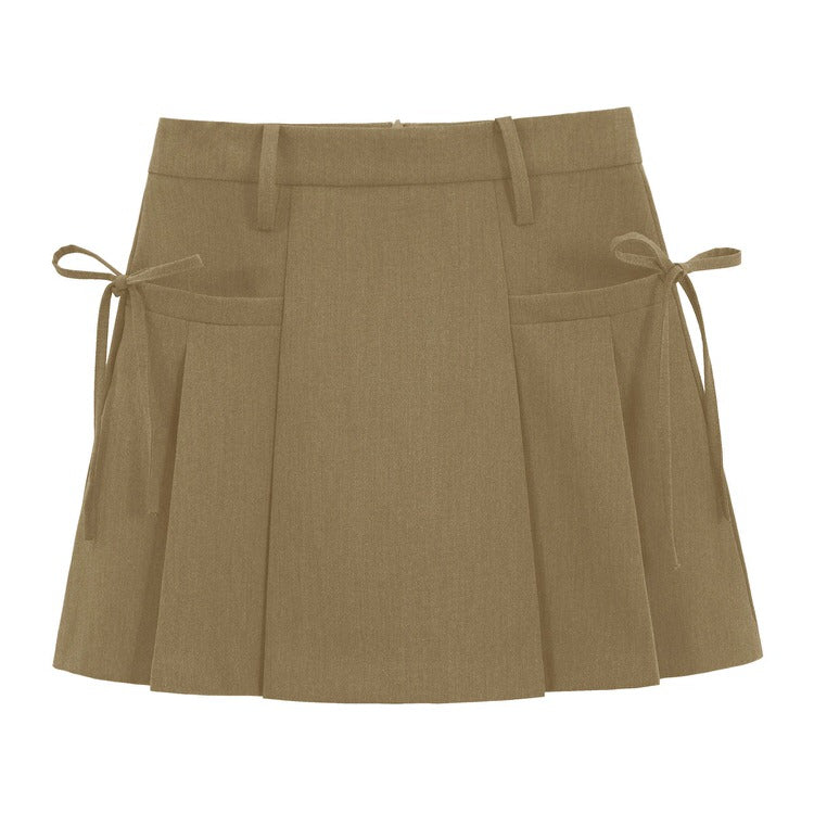 VILZSTUDIOS Chic pleated mini skirt with bows