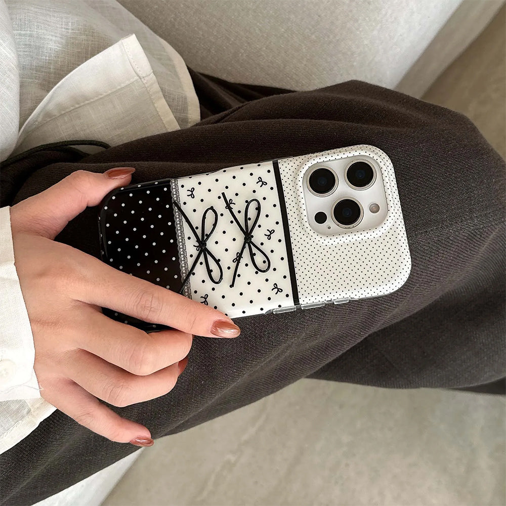 VILZSTUDIOS Stylish polka dot iPhone case with ribbon bows