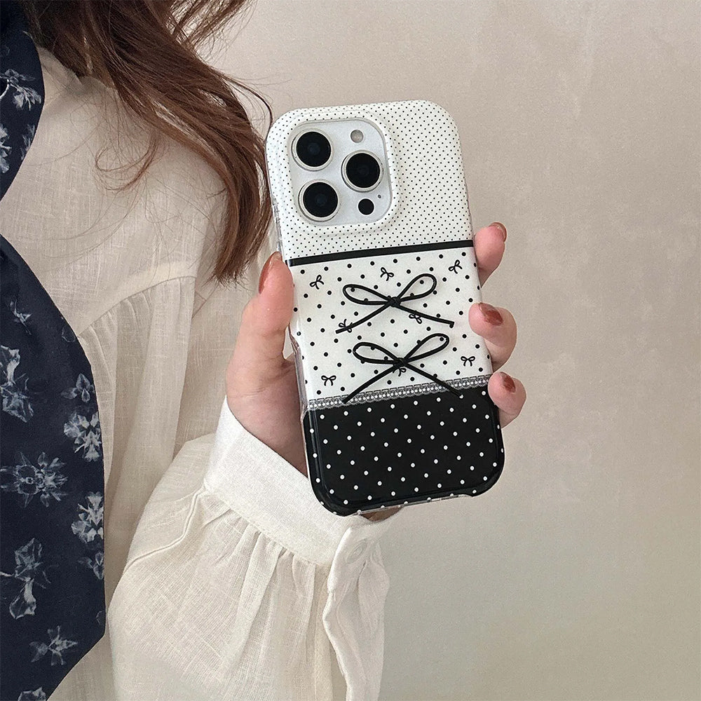 VILZSTUDIOS Stylish polka dot iPhone case with ribbon bows