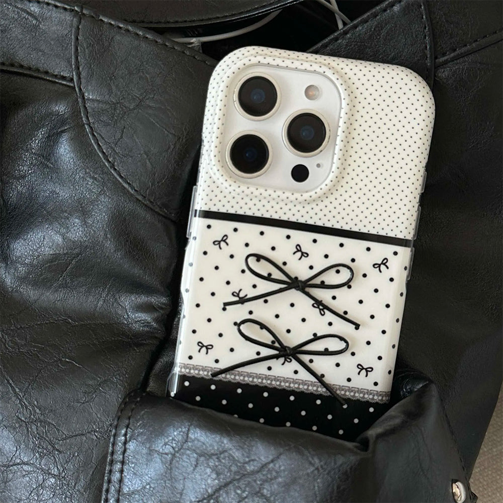 VILZSTUDIOS Stylish polka dot iPhone case with ribbon bows