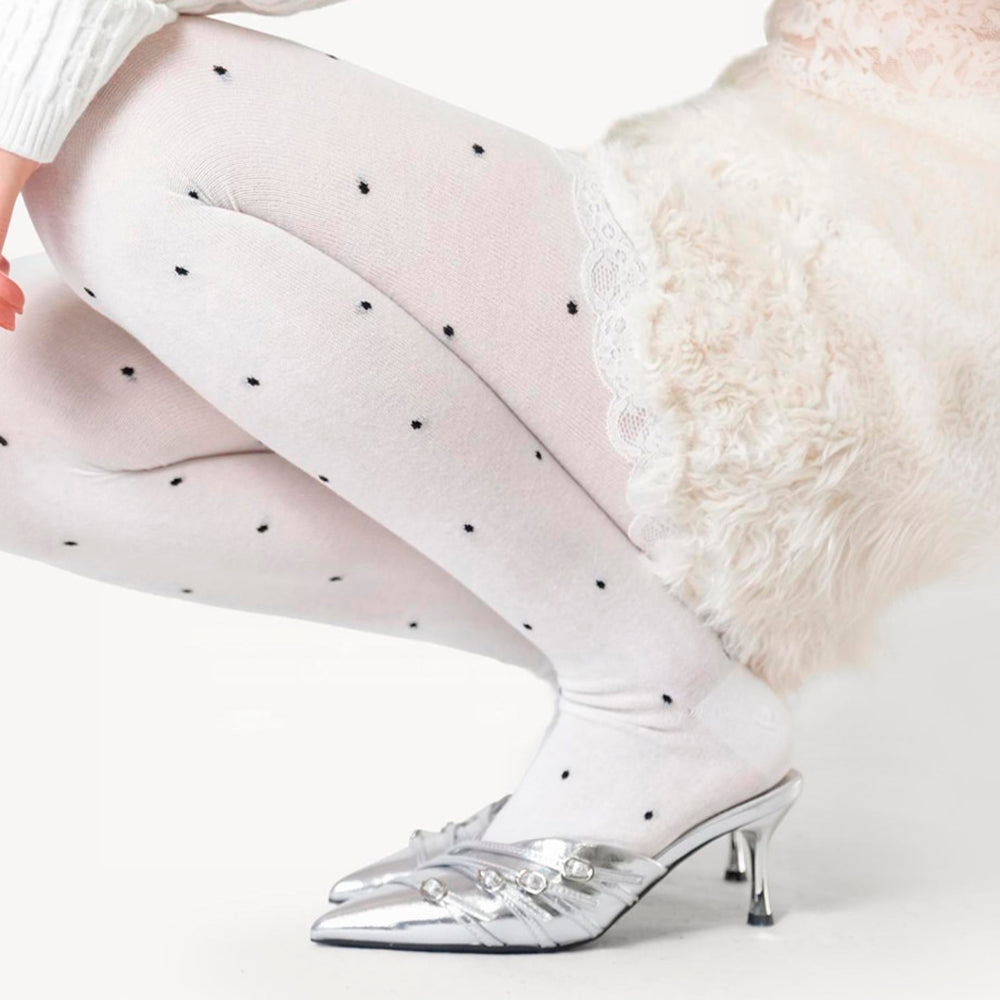 VILZSTUDIOS Chic polka dot knit tights for women