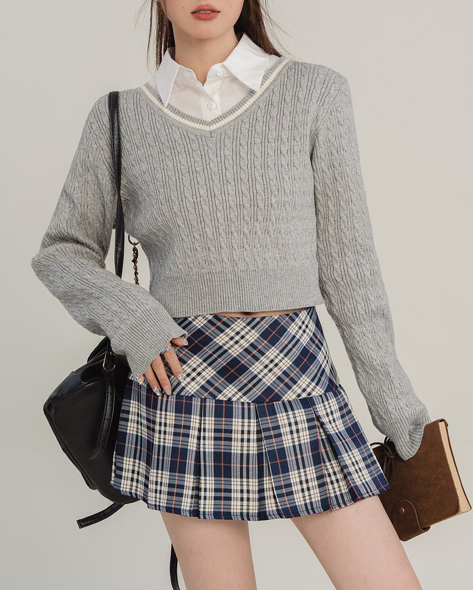 VILZSTUDIOS Stylish preppy plaid mini skirt from VILZSTUDIOS