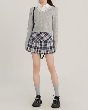 VILZSTUDIOS Stylish preppy plaid mini skirt from VILZSTUDIOS