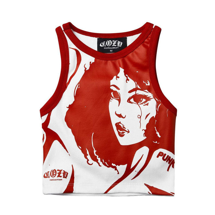 VILZSTUDIOS Ribbed top with print design for streetwear fashion