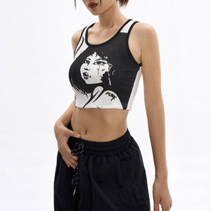 VILZSTUDIOS Ribbed top with print design for streetwear fashion