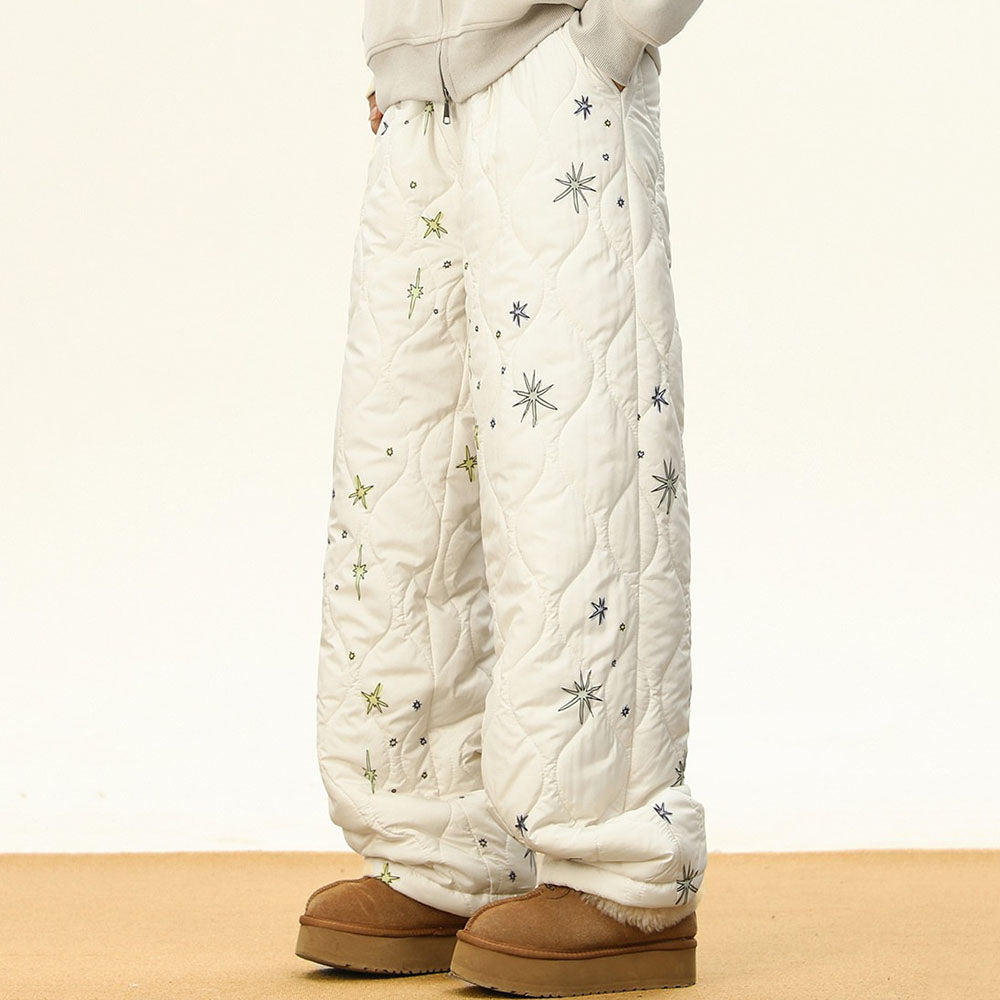 VILZSTUDIOS Stylish quilted snowflake wide-leg pants