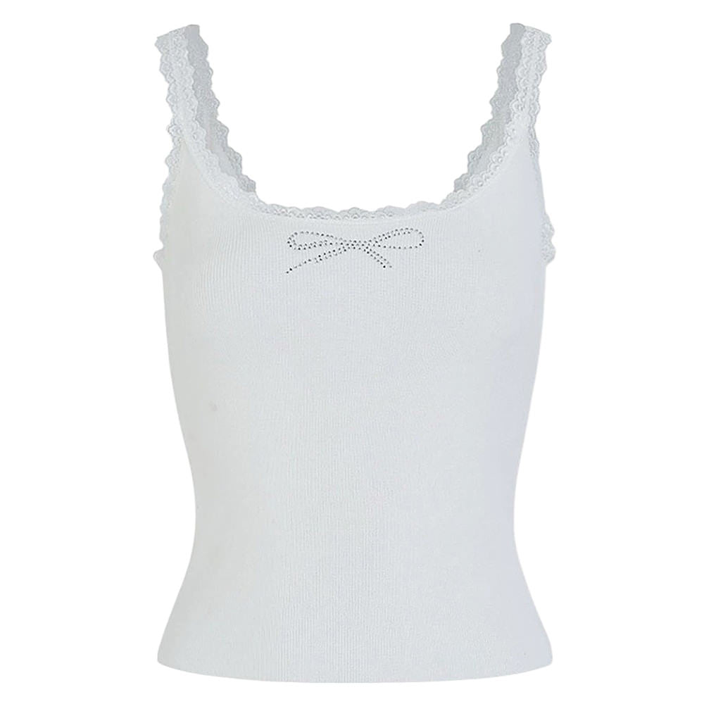 VILZSTUDIOS Stylish rhinestone bow tank top