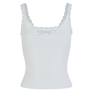 VILZSTUDIOS Stylish rhinestone bow tank top