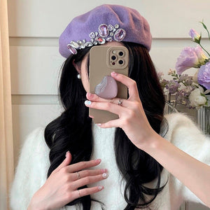 VILZSTUDIOS Stylish rhinestone beret for fashionable looks