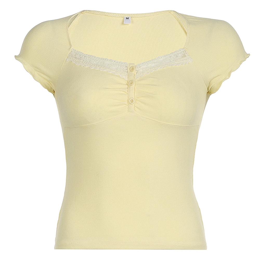 VILZSTUDIOS Chic ribbed lace baby tee from VILZSTUDIOS