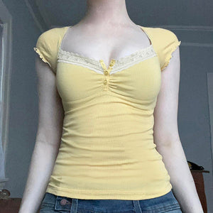 VILZSTUDIOS Chic ribbed lace baby tee from VILZSTUDIOS