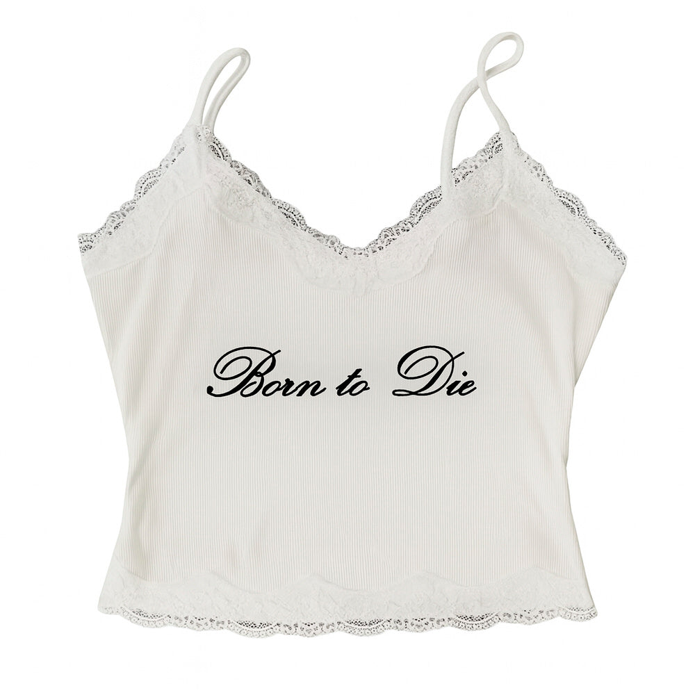 VILZSTUDIOS Stylish ribbed lace cami top for women's fashion