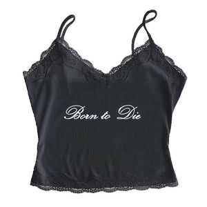 VILZSTUDIOS Stylish ribbed lace cami top for women's fashion