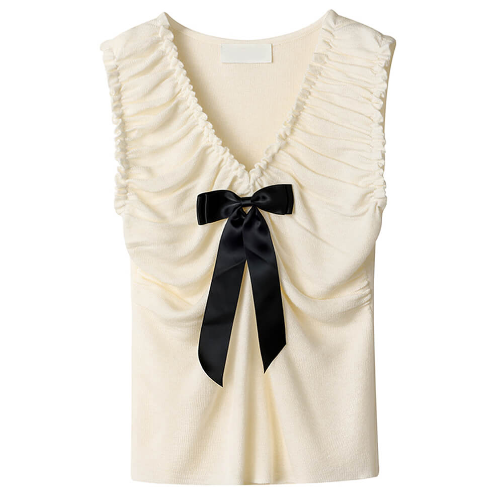 VILZSTUDIOS Chic ruched top with satin bow