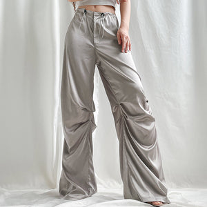 VILZSTUDIOS Stylish satin wide-leg trousers for modern fashion