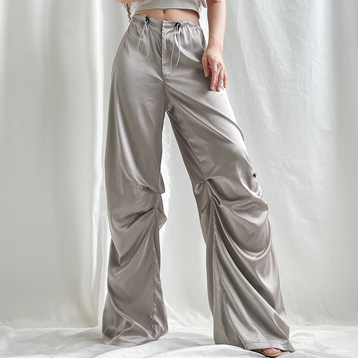 VILZSTUDIOS Stylish satin wide-leg trousers for modern fashion