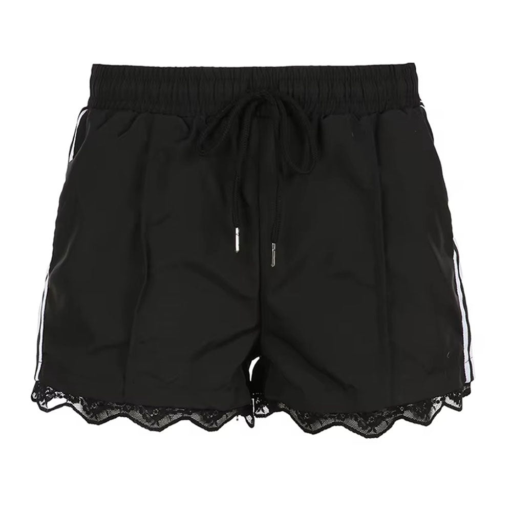 VILZSTUDIOS Chic side stripe lace shorts from VILZSTUDIOS