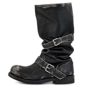 VILZSTUDIOS Chic slouch mid-calf buckle boots for trendy footwear