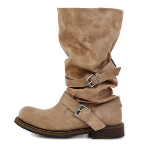 VILZSTUDIOS Chic slouch mid-calf buckle boots for trendy footwear