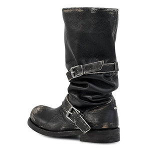VILZSTUDIOS Chic slouch mid-calf buckle boots for trendy footwear