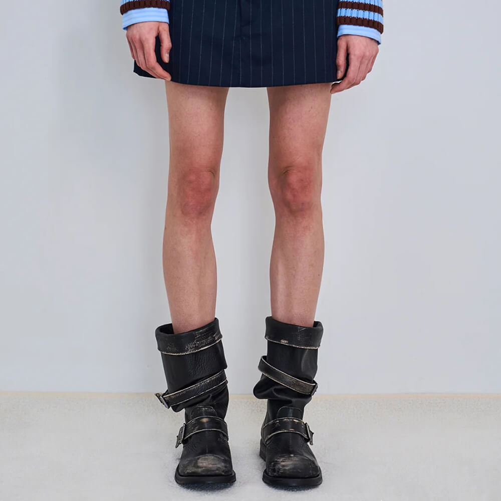VILZSTUDIOS Chic slouch mid-calf buckle boots for trendy footwear
