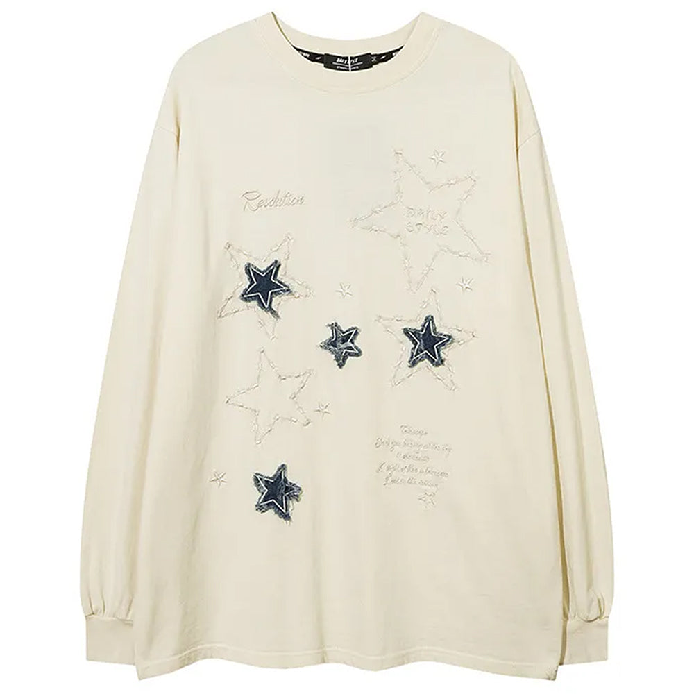 VILZSTUDIOS Stylish pullover sweatshirt with star patches
