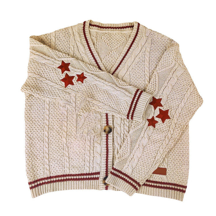 VILZSTUDIOS Oversized star embroidered cardigan from VILZSTUDIOS