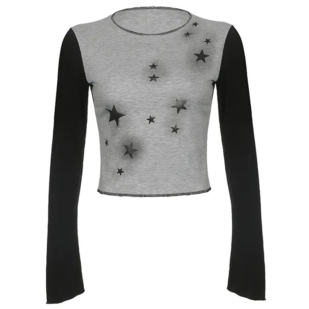 VILZSTUDIOS Stylish raglan top with star graphics and long sleeves