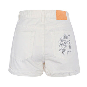 VILZSTUDIOS Embroidered denim shorts for streetwear fashion