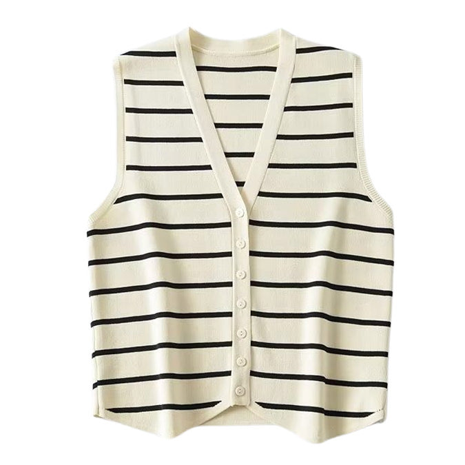 VILZSTUDIOS Chic striped button-up vest for fashionable styling