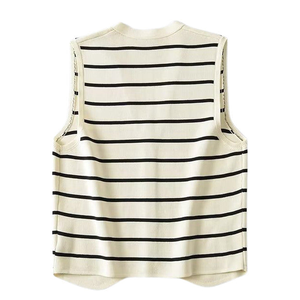 VILZSTUDIOS Chic striped button-up vest for fashionable styling